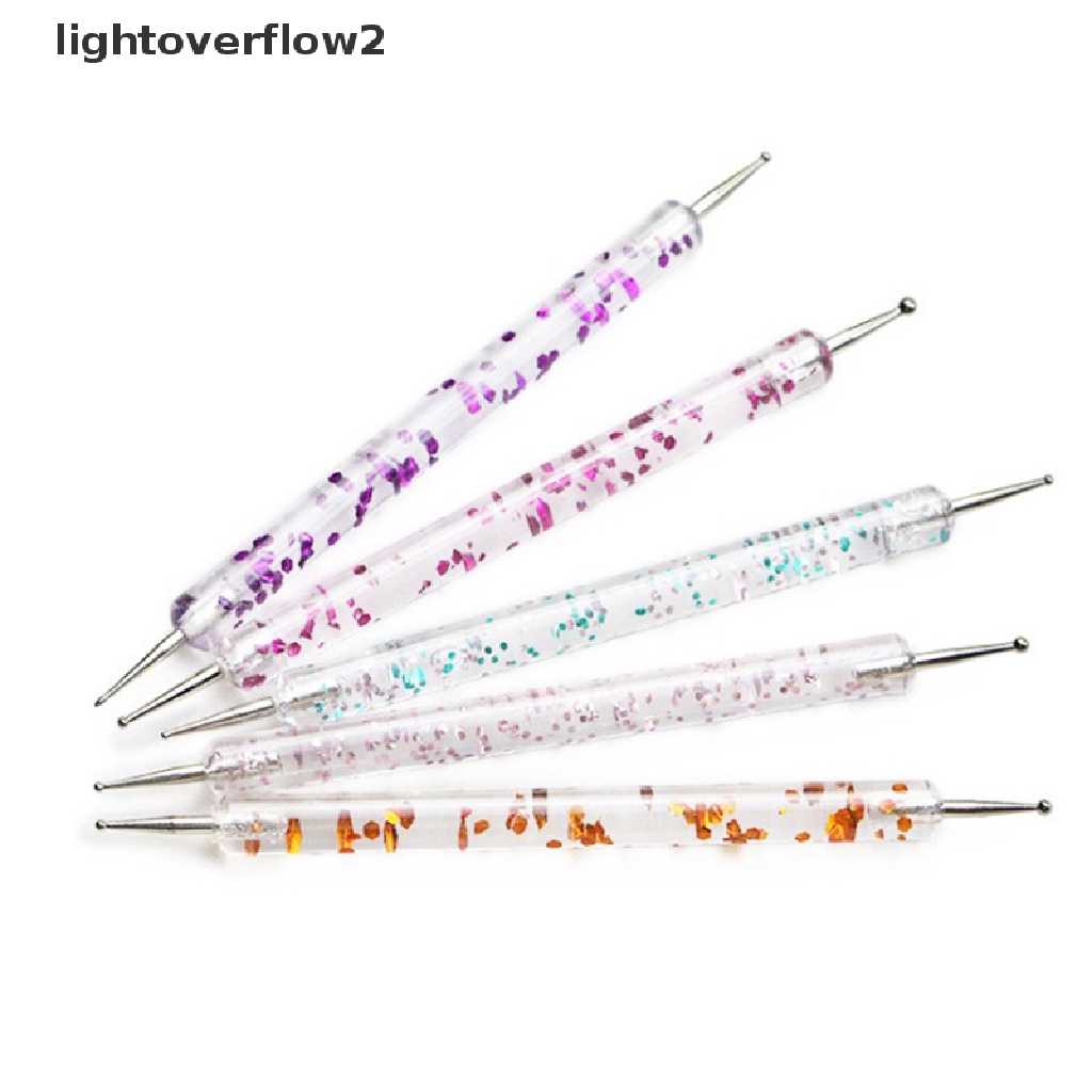 (lightoverflow2) 5pcs / Set Pena Dotting 2 Sisi Untuk Nail Art / Manicure (ID)