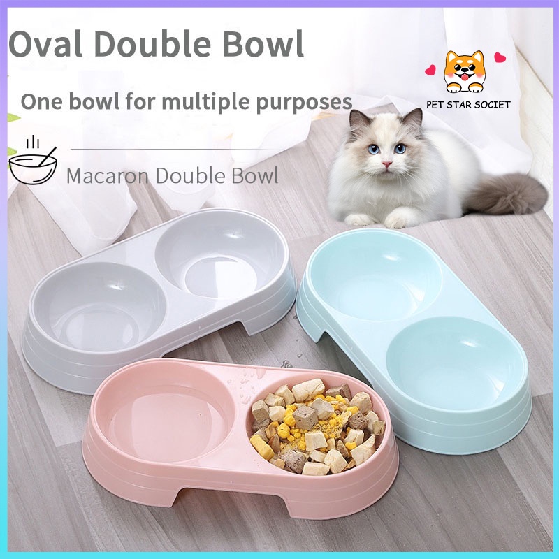 Tempat Makan Double Bowl Kucing Anjing Anti Semut Mangkok - Perlengkapan Hewan Peliharaan Ukuran