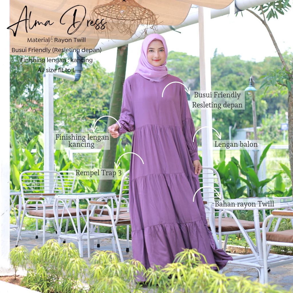 BeautyOne - Gamis Dewasa Jumbo_Homey DRess Alma Dress Polos Gamis Katun Twill Murah Bahan Katun Rayon Twill Nyaman Dipakai | Bisa Cod