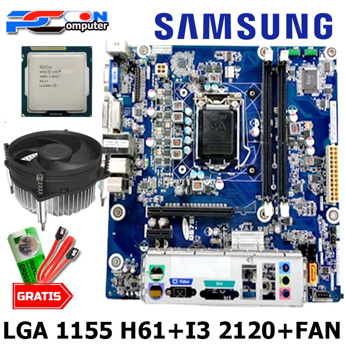 Mobo mainboard h61 processor + i3 2120