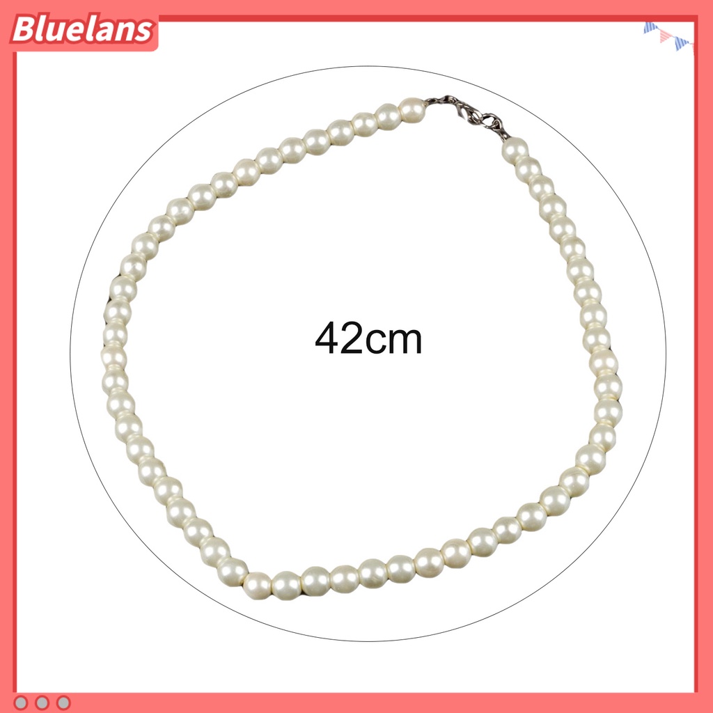 Bluelans Necklace 8mm Imitation Pearls Elegant Women Metal Lobster Clasp Necklace