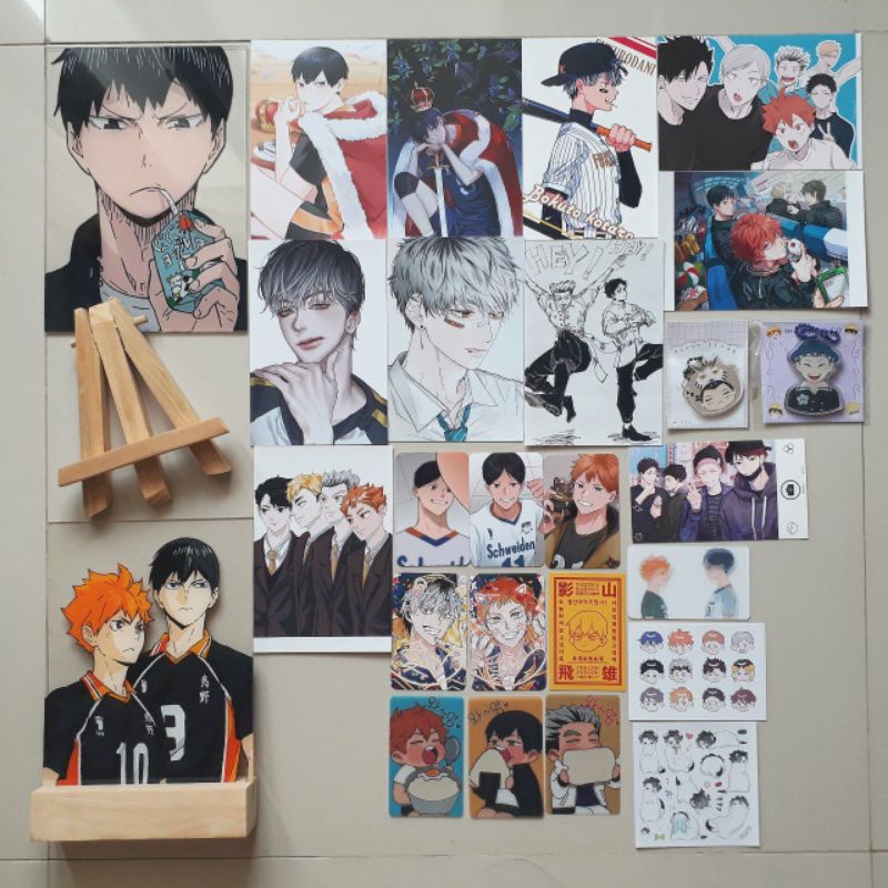 HAIKYUU ANIMERCH ( POSTCARD KAGEYAMA, GIMPPANG KAGEHINA, KUKPIKE, KANAN_KING , ACRYLIC PAINTING , KE