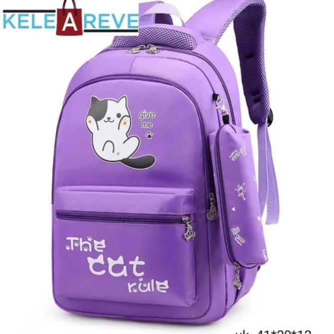 Tas Sekolah Anak Tk Sd Perempuan Backpack Gendong Ransel Kucing Cat