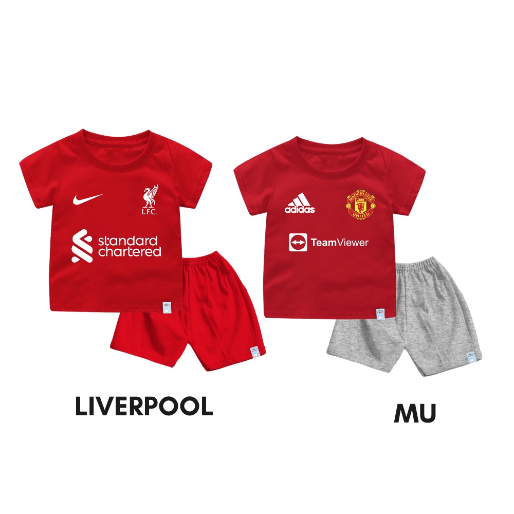 Setelan Kaos Bola Club Eropa Untuk Anak dan Bayi Bahan Katun Combed 30s Lembut dan Nyaman Dipakai