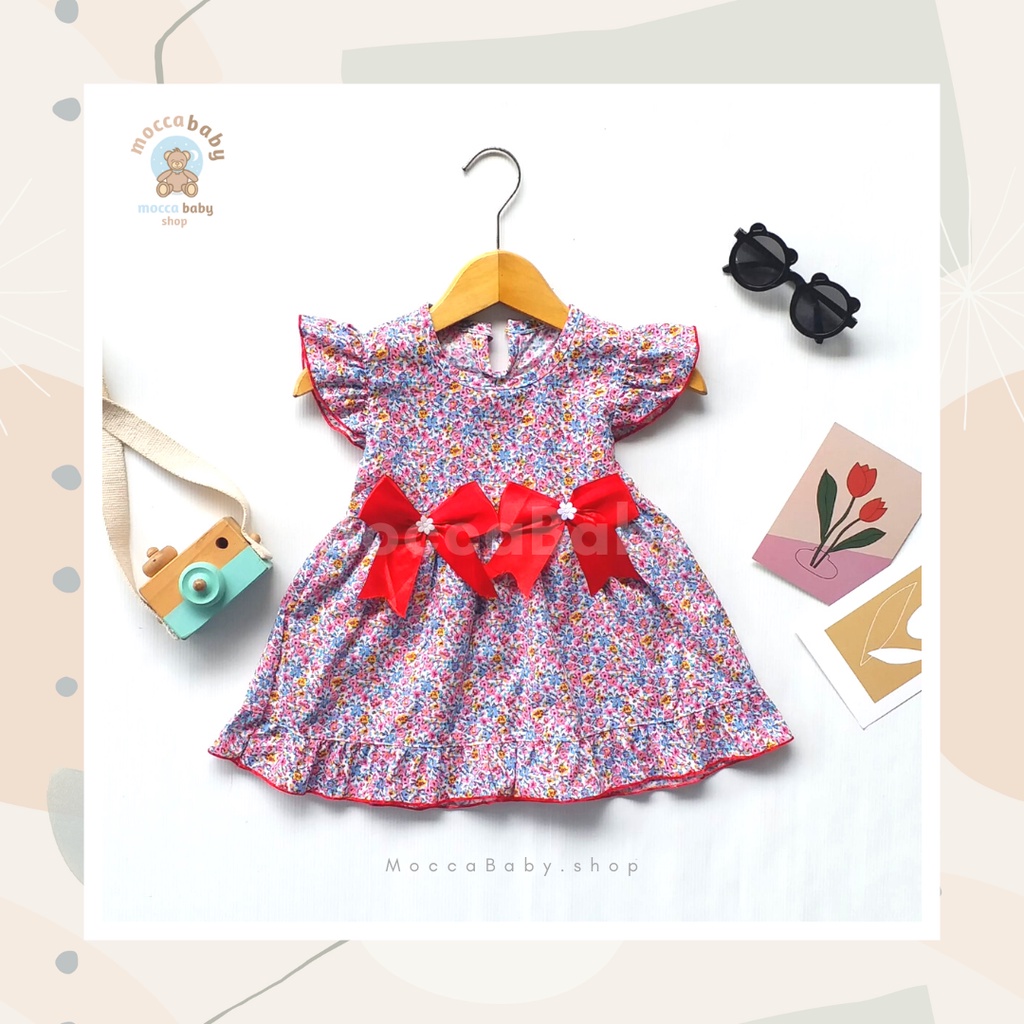 MBSS - (EXCLUSIVE ON MOCCABABY ) Dress Bayi Motif Animal Lucu Baju Bayi Perempuan / QIU2 DOUBLE RIBBON