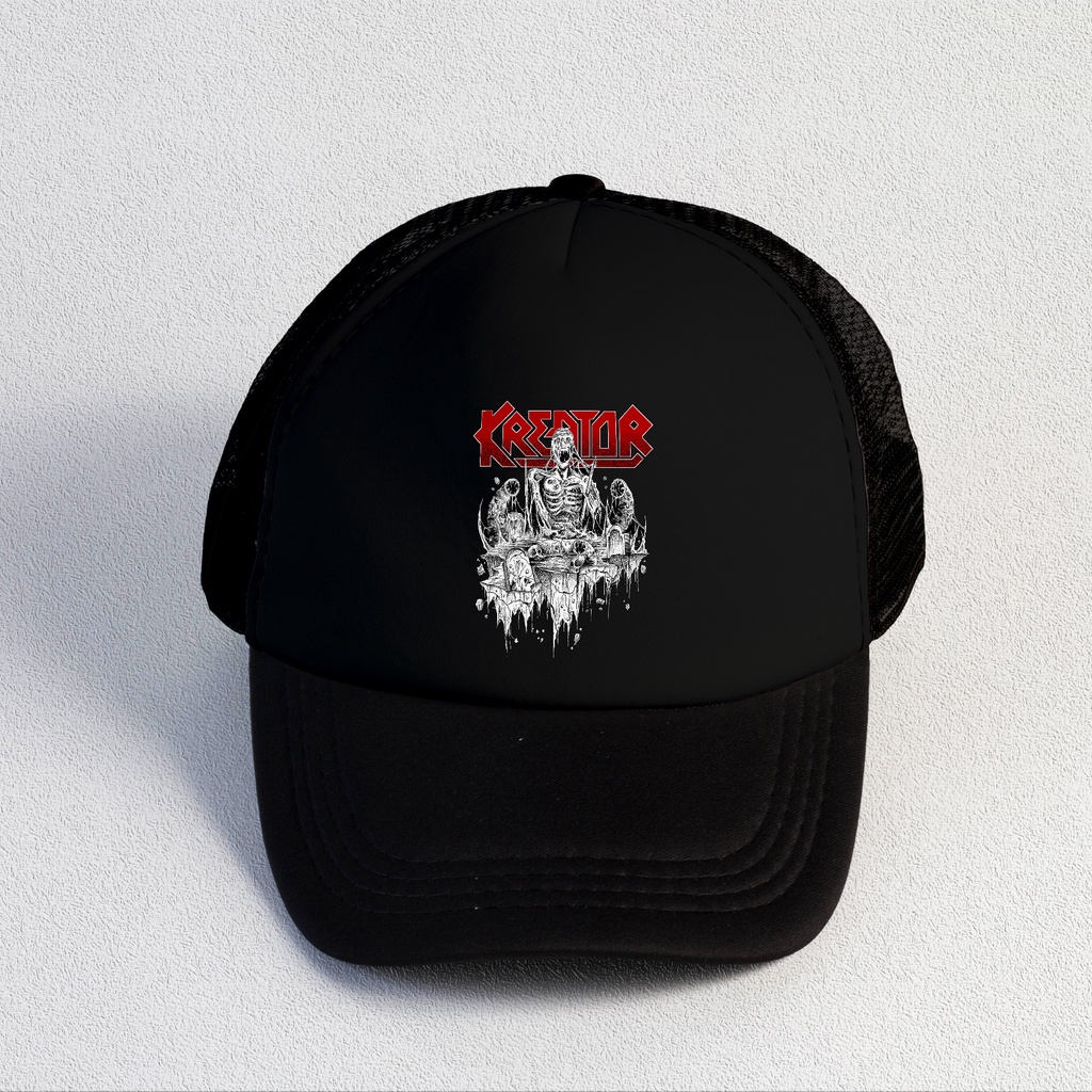 Kreator | Trucker Hat Best Seller | Topi Pria | Topi | Trucker | Topi Band | Baseball | Band | Topi Jaring | Topi Sablon | Head Studio