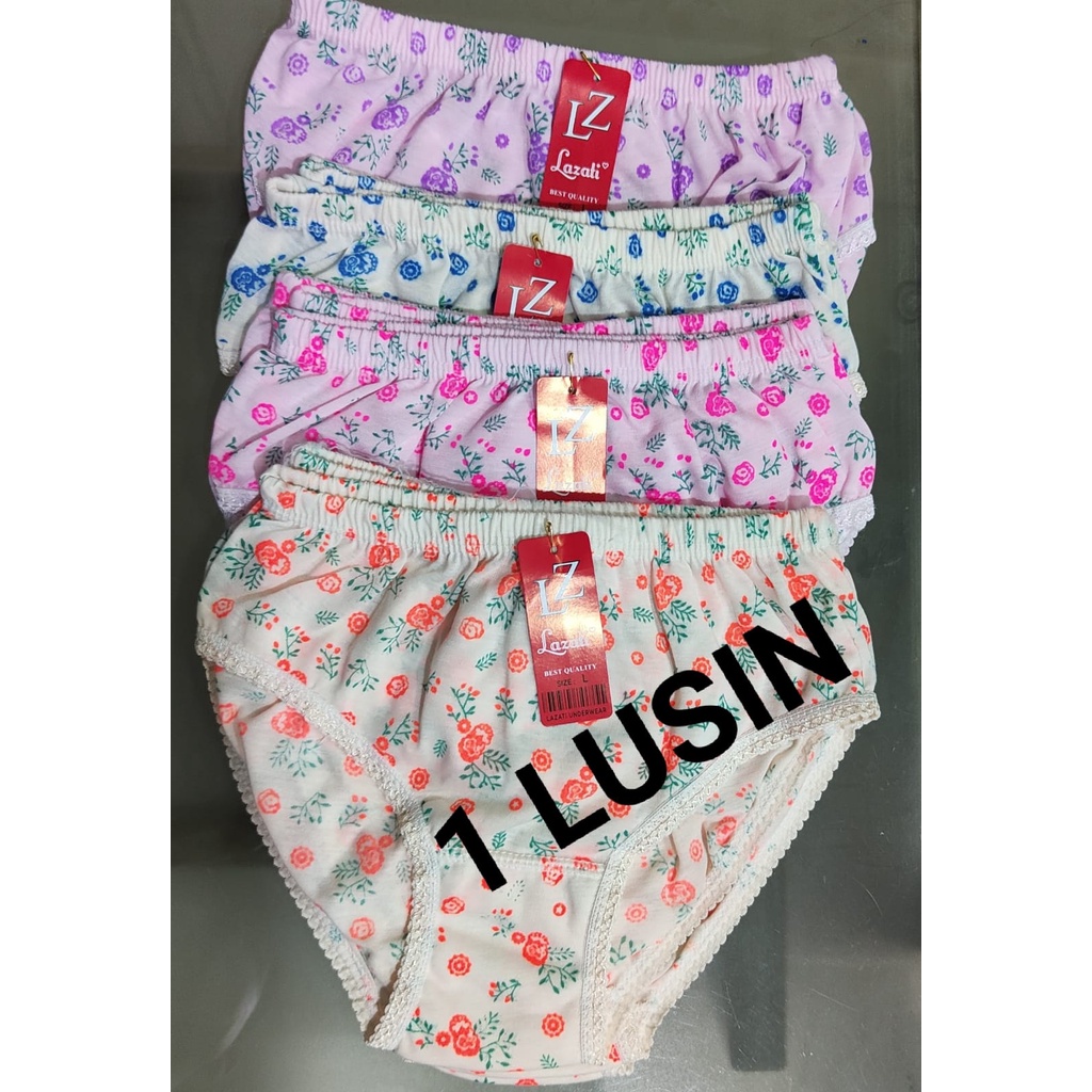 12 PCS/Kareshi_Star/Grosir Celana Dalam Wanita Lusinan/Lazati Sablon