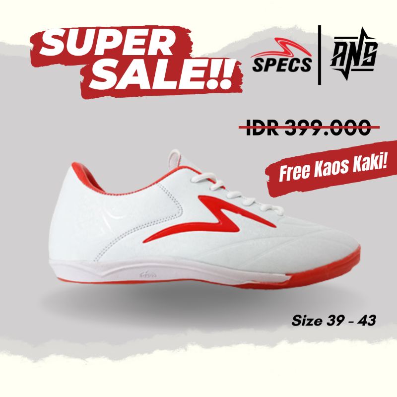 NEW COLLECTION SEPATU FUTSAL SPECS ESTADIO PUTIH MERAH