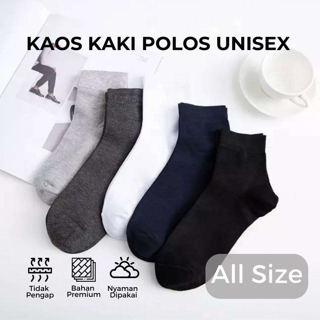 TRS - Kaos Kaki Kerja Polos Unisex Murah Kos Kaki All Size