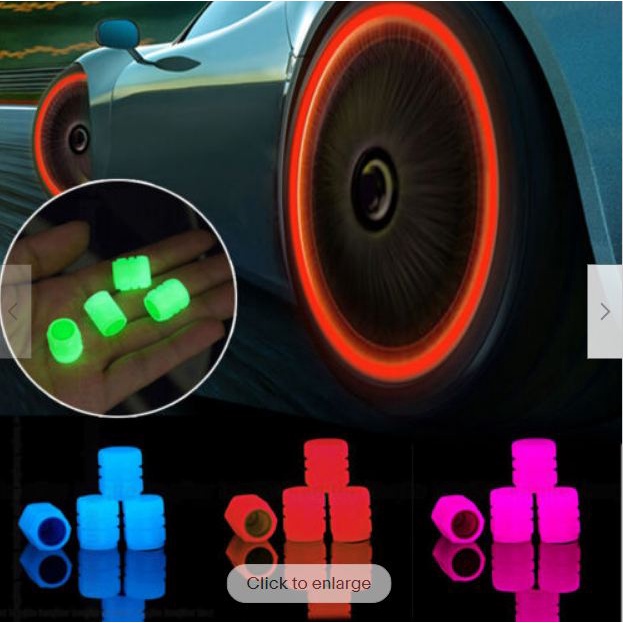 Tutup Pentil Roda Ban Mobil Motor Sepeda GLOW IN THE DARK Glowing NEON 7 warna pelangi rainbow