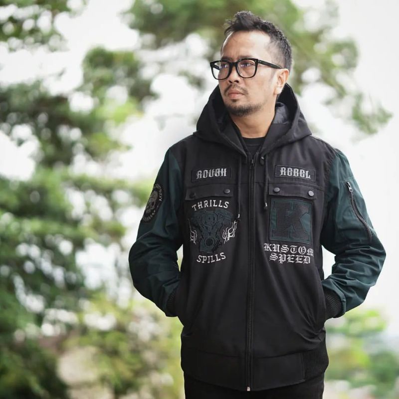 Jaket Bomber "MANIACS ON WHELLS"  - ROUGHREBEL OFFICIAL STORE