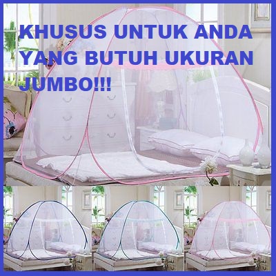 JUMBO DAN LEBIH BESAR! DIJAMIN ! Kelambu Tudung 180 x 200 cm Lipat Kanopi Kasur Anti Nyamuk