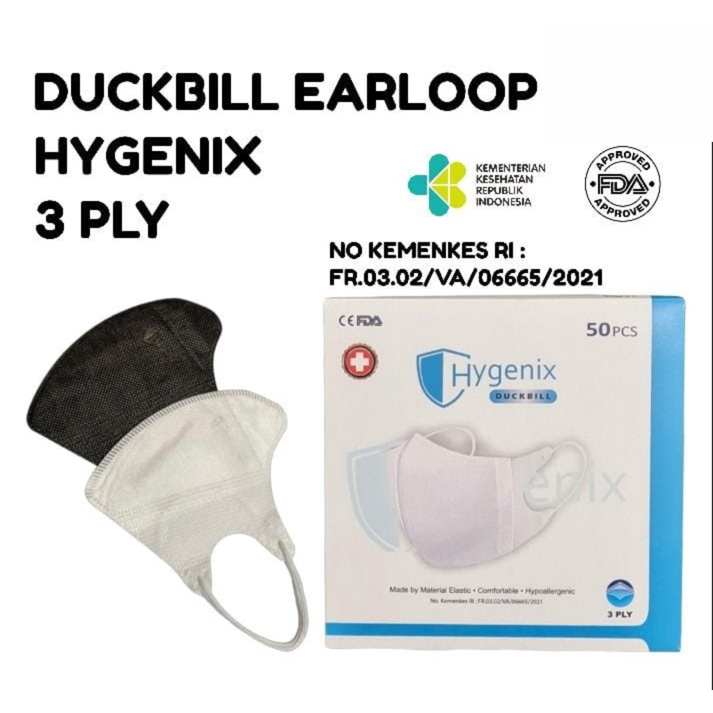 MASKER DUCKBILL PUTIH HITAM BLACK WHITE YNB Y&amp;B isi 50pcs mouson alkindo Earloop Disposable facemask isi 50 pcs