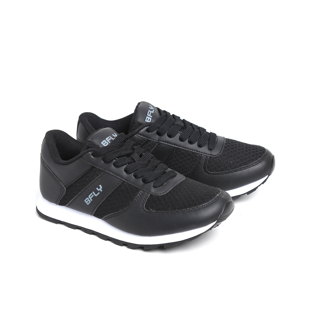 BFLY Sepatu Snekaers Pria Casual Sporty TANGGO MDS Black White Synthetic Mesh Original