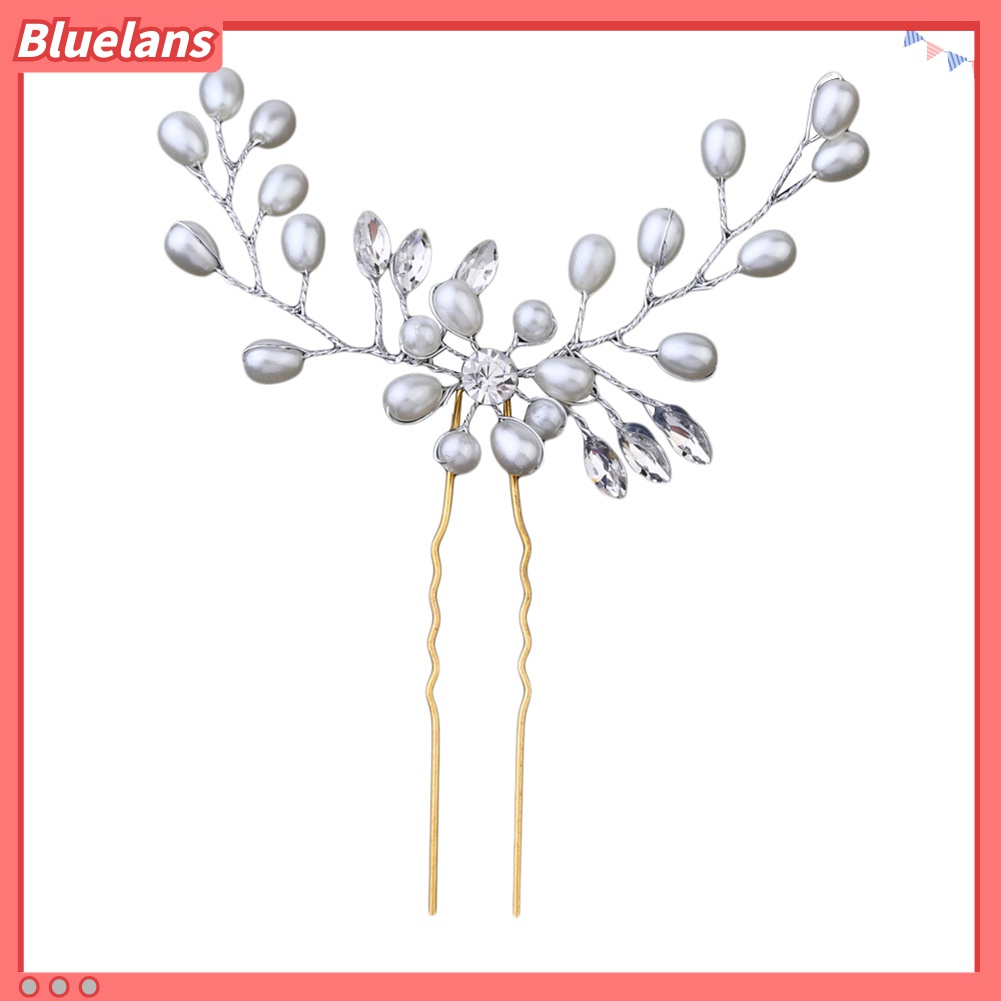 Bluelans Jepit Rambut Aksen Mutiara Berlian Imitasi Untuk Wanita