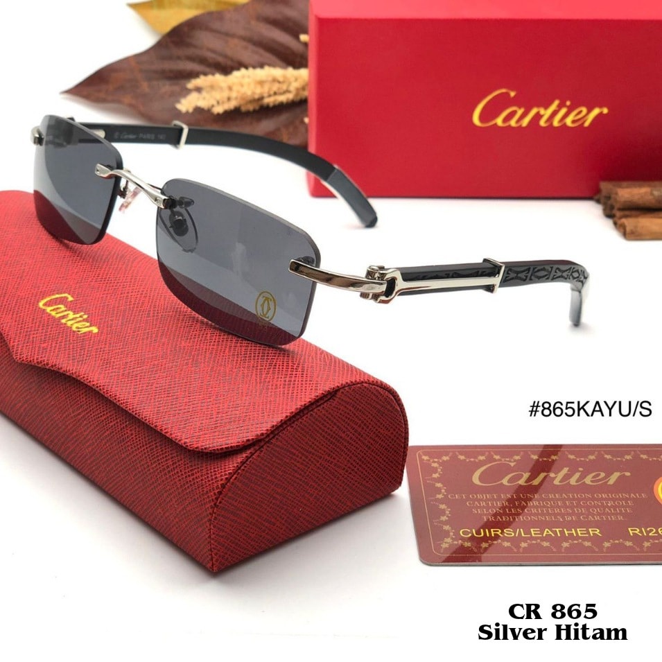 KACAMATA GAYA HITAM CARTIER LUXURY 865 LENSA POLARIZED ANTI SILAU FREME GAGANG TITANIUM SOLID AKSESO