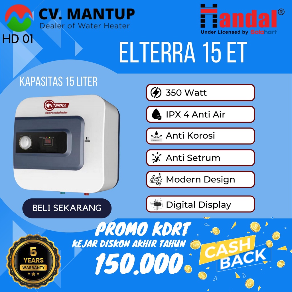 Jual Pemanas Air Kamar Mandi Pemanas Air Listrik Elterra Kemasan 15 Liter 15l Et Shopee Indonesia 4719