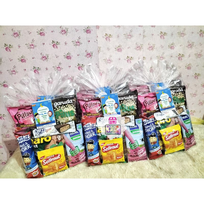 Snack ultah polos || Paket snack kemas simple || Snack ultah hemat || Snack murah || Bingkisan ultah anak