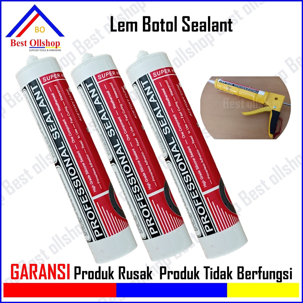 Lem Sealant Sealent Kaca Aquarium Bening Hitam Silicone Silent Akuarium Silikon Silicon Botol Acetoxy Cure Putih Murahurah