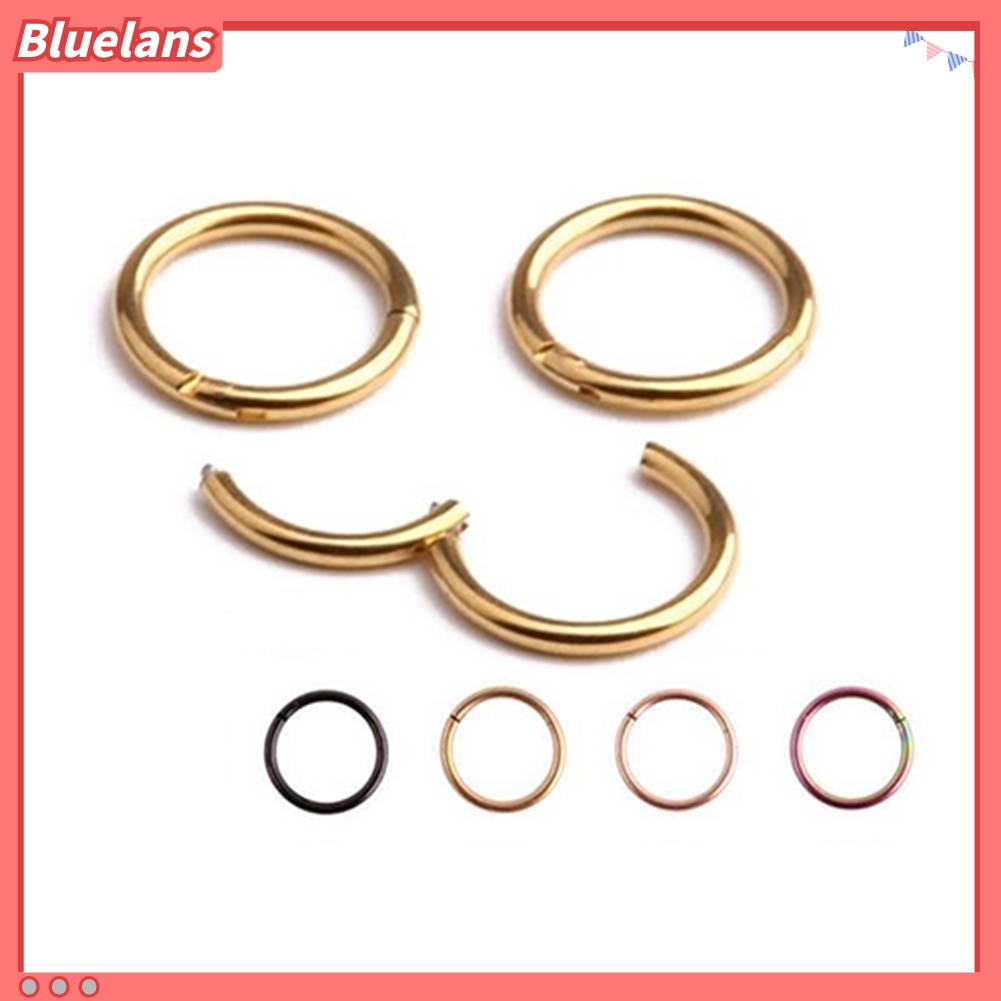 Bluelans 1 Pc 16G 14G Hinged Segment Hoop Ring Stainless Steel Lip Nose Septum Piercing