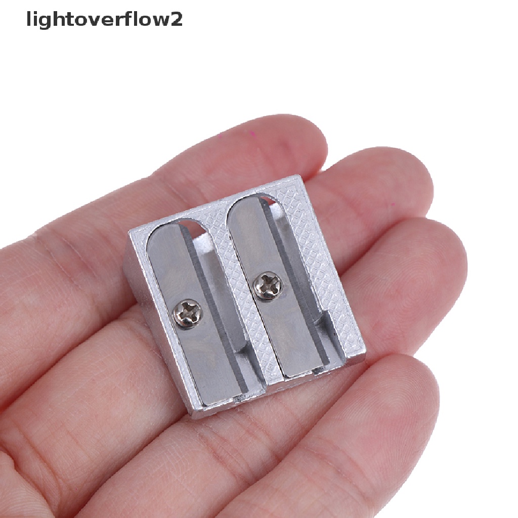 (lightoverflow2) 2pcs Rautan Pensil Lubang Ganda Bahan Aluminum Alloy