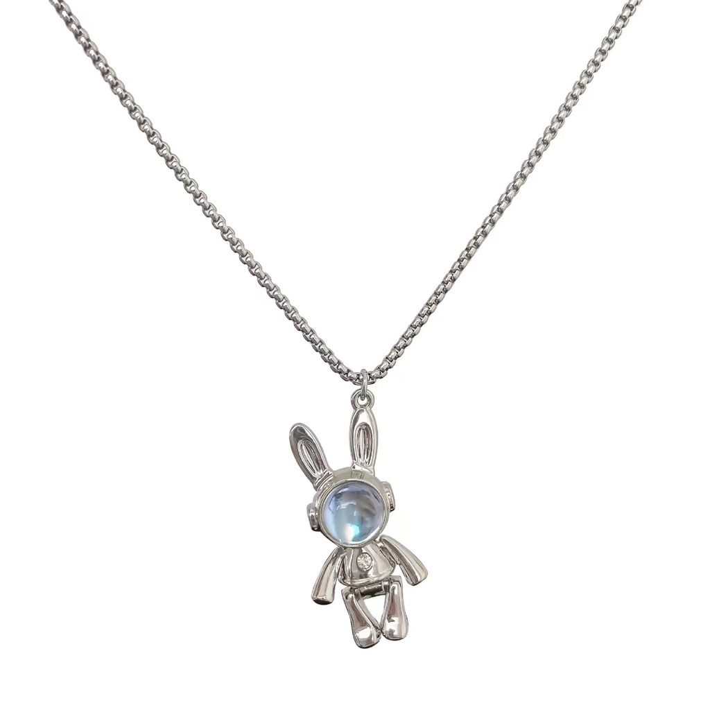 Kalung Rantai Panjang Liontin Kelinci Mekanik Bahan titanium steel Untuk Pria / Wanita