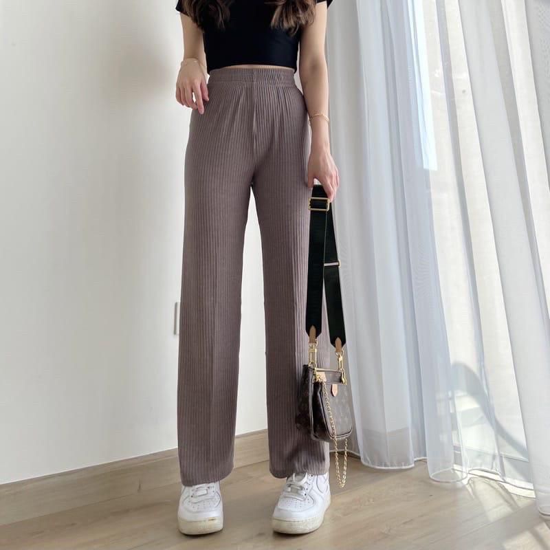 Celana Kulot Knit Wanita Tebal - Celana Kulot Highwaist - Cullote Knit Pants