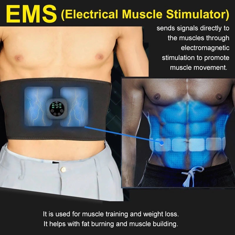 Alat Stimulator Otot Fitness Belt Six Pack EMS Muscle Trainer / Korset Fitness / Muscle Tee