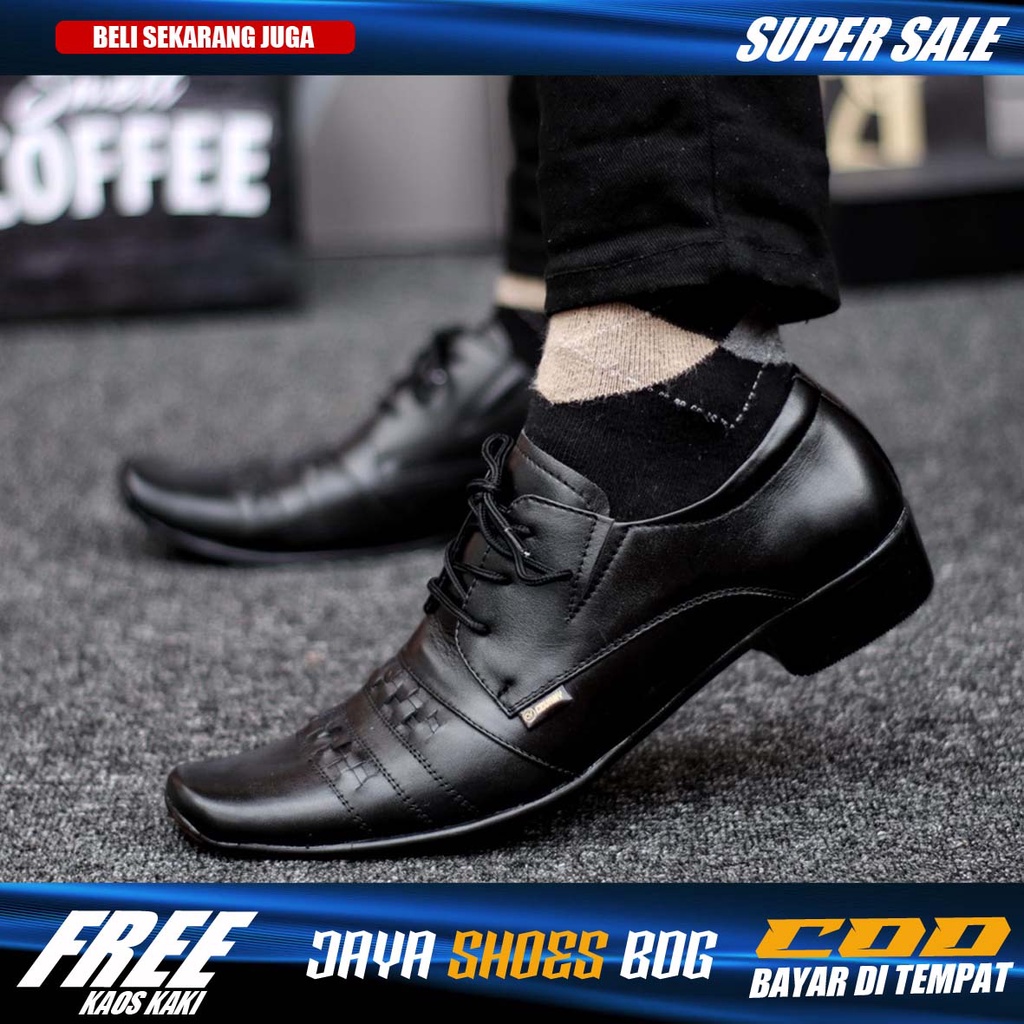 SAMAK Sepatu Pantofel FoRMAL Pria Hitam Kulit Asli Kerja Kantor