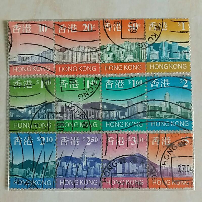 

(AD) Perangko Hóng Kóng 1997 Skyline of Hong Kong Set 12pcs Used