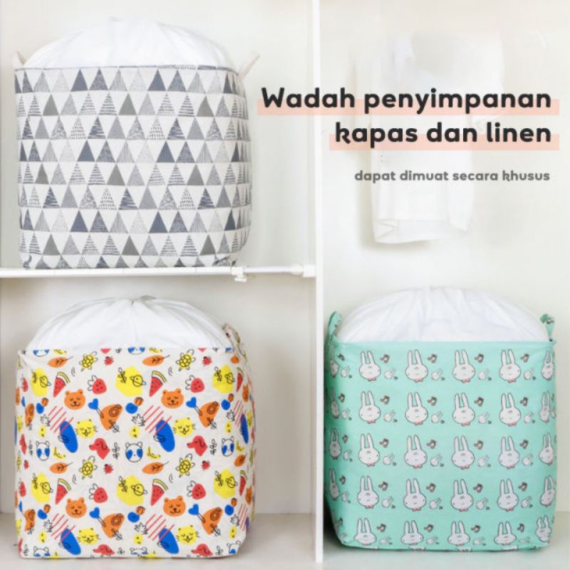 Tempat Penyimpanan Serbaguna/Keranjang Kain Lipat Portable Serut 100L