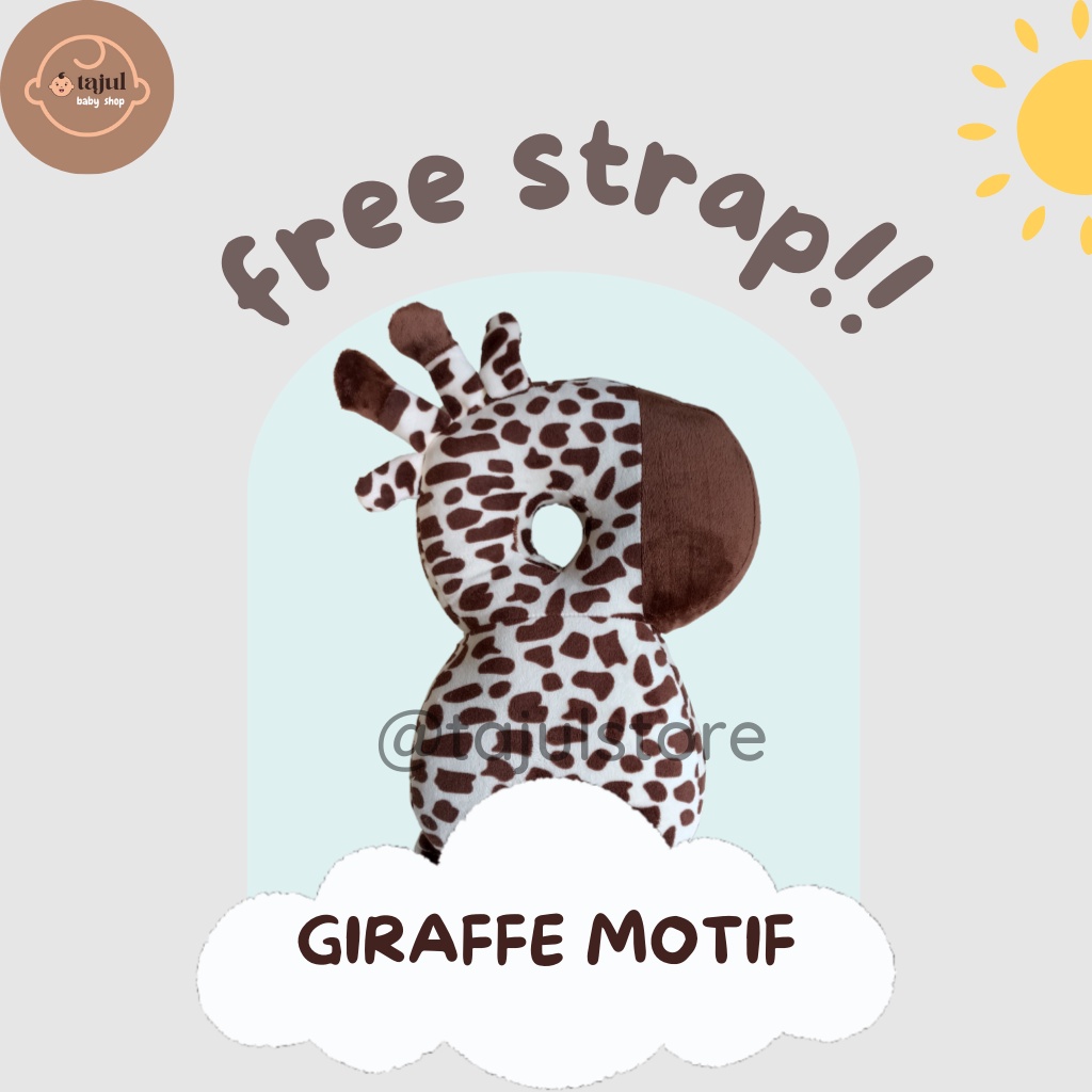 Bantal Pelindung Kepala Bayi Giraffe Motif+Strap