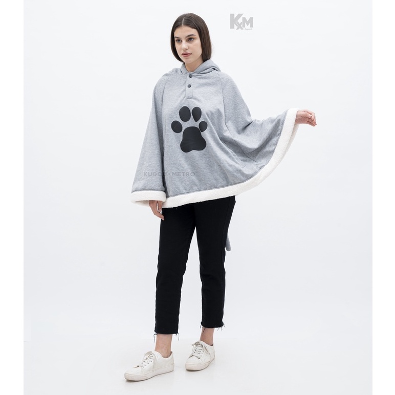 Hoodie Kawaii Neko Grey Jubah Kucing Premium