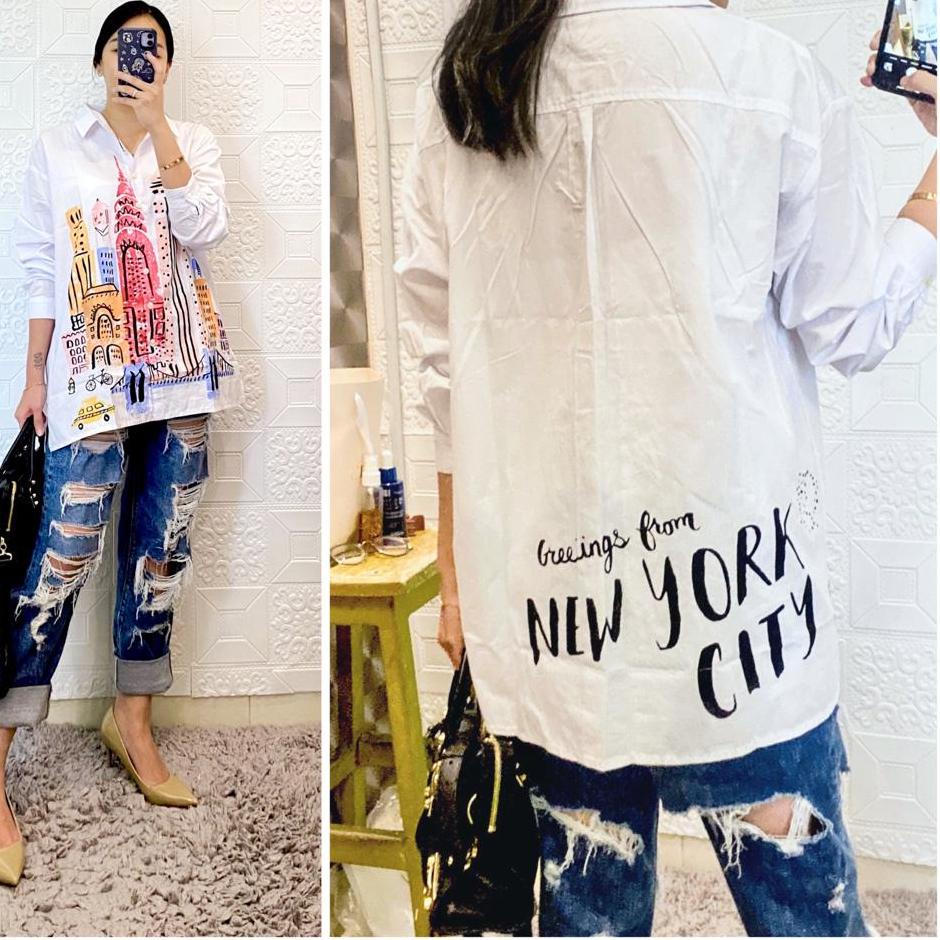 Ready WS Belva shirt/tunik wanita/Tunik katun post import/atasan wanita bahan katun import premium