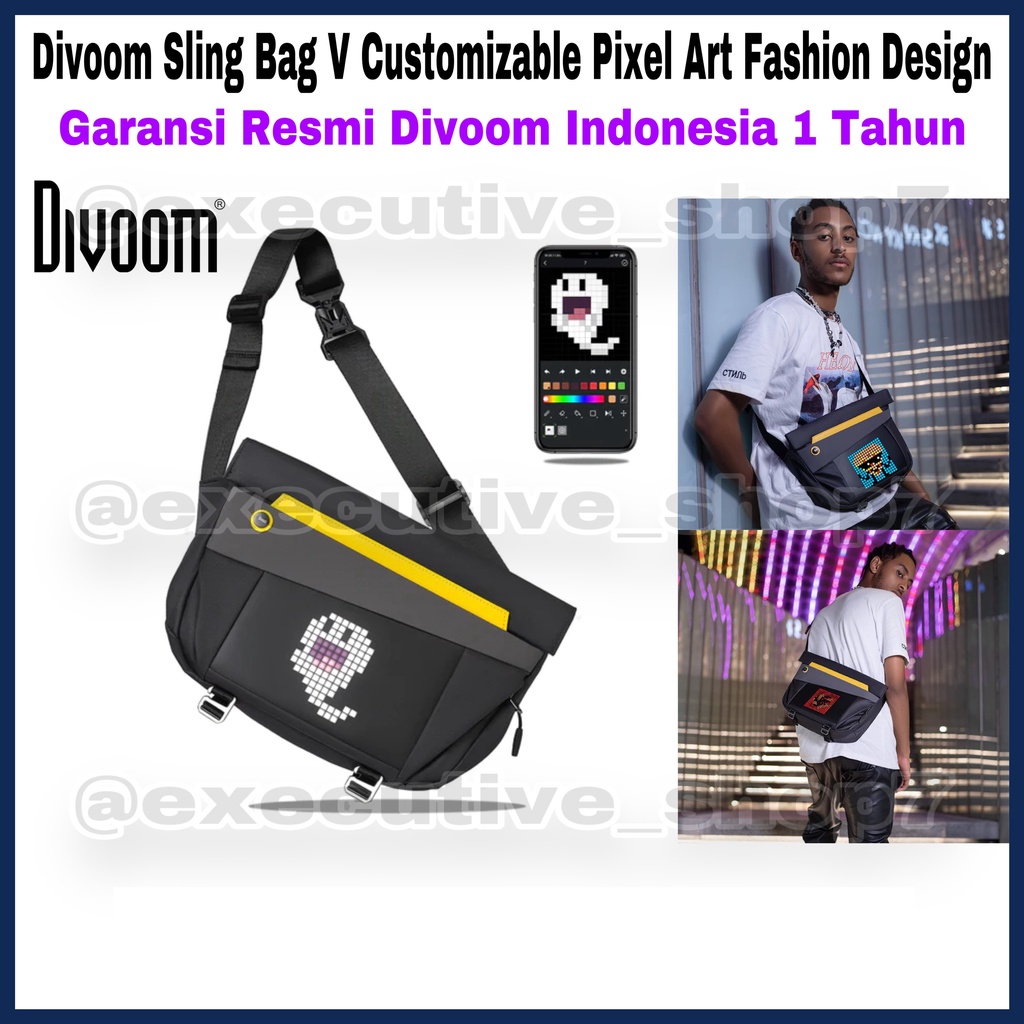 Divoom Sling Bag V Customizable Pixel Art Fashion Design - Garansi Resmi Divoom Indonesia 1 Tahun