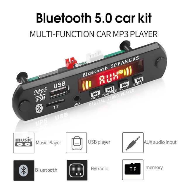 Bluetooth 5.0 Papan Dekoder MP3 Modul Audio Radio FM DC 5V-12V dengan Amplifier 2*3W untuk Perekaman Speaker Musik Jarak Jauh Mobil 3 orders