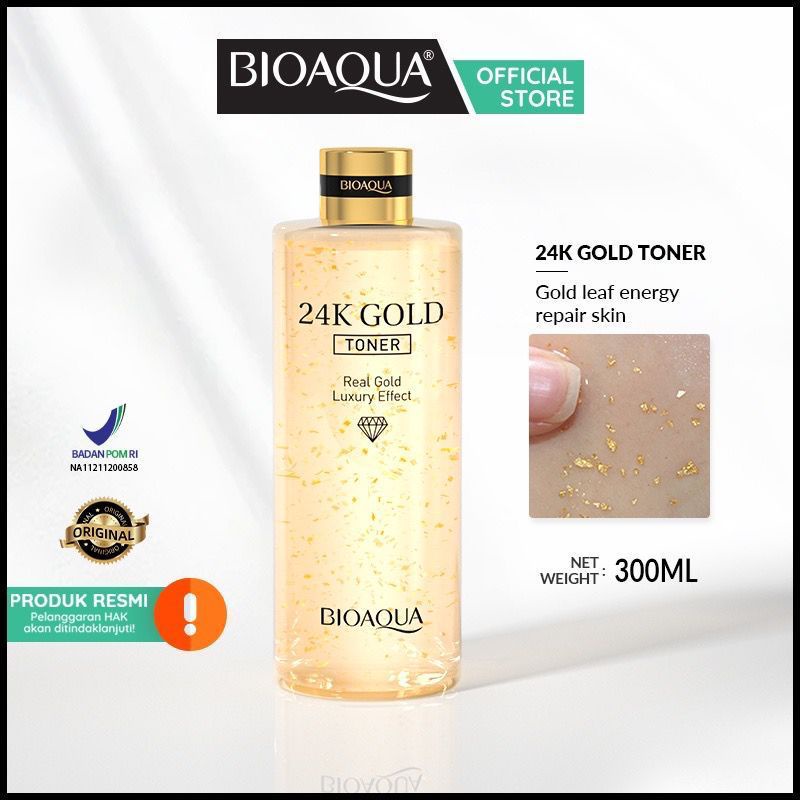 BISA COD BIOAQUA 24k Gold Toner 300ml 24K Gold Skincare Hydrating Toner Glowing Face Essence Toner Whitening Brightly RUMAH CANTIK 354