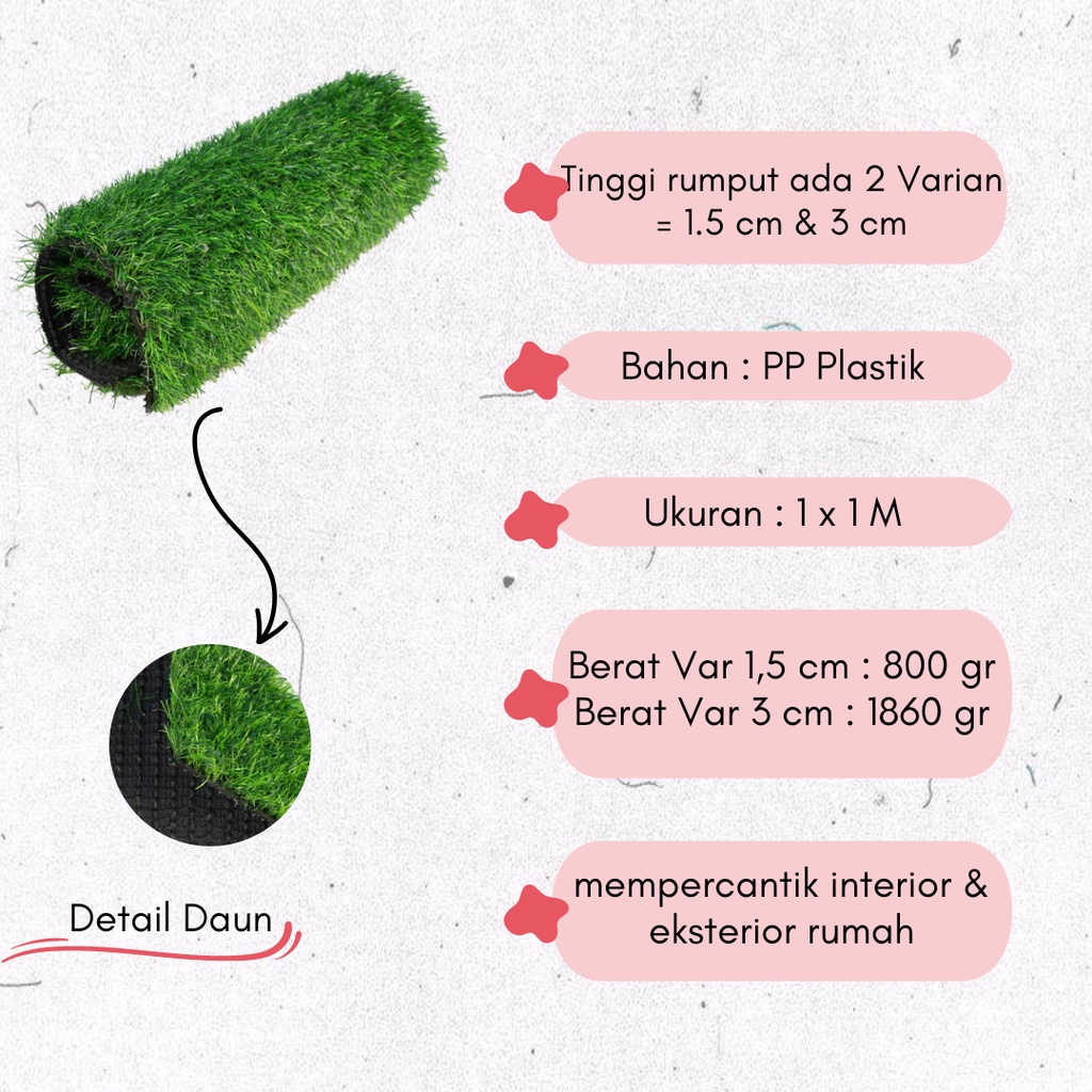 AND / COD / Rumput Sintetis Tipe Swiss 1m x 1m Dekorasi Taman Rumput Palsu Plastik Outdoor Artificial PBP133