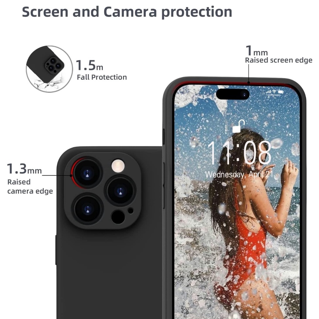 Liquid Silicone Case OPPO A15 A15s A17 A16 A16e A16k A31 A52 A92 A53 A32 A33 A54 A55 A74 A76 A96 A95 Silikon Casing Full Cover Body Screen Camera Protective, Shockproof, Slim Phone TPU Anti Scratch Soft Lining Black Hitam Gelap Tipis e K 4G 5G 2022