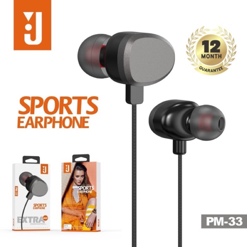 Headset Handsfree JBL PM33 Stereo Earphone Extra Bass With Mic