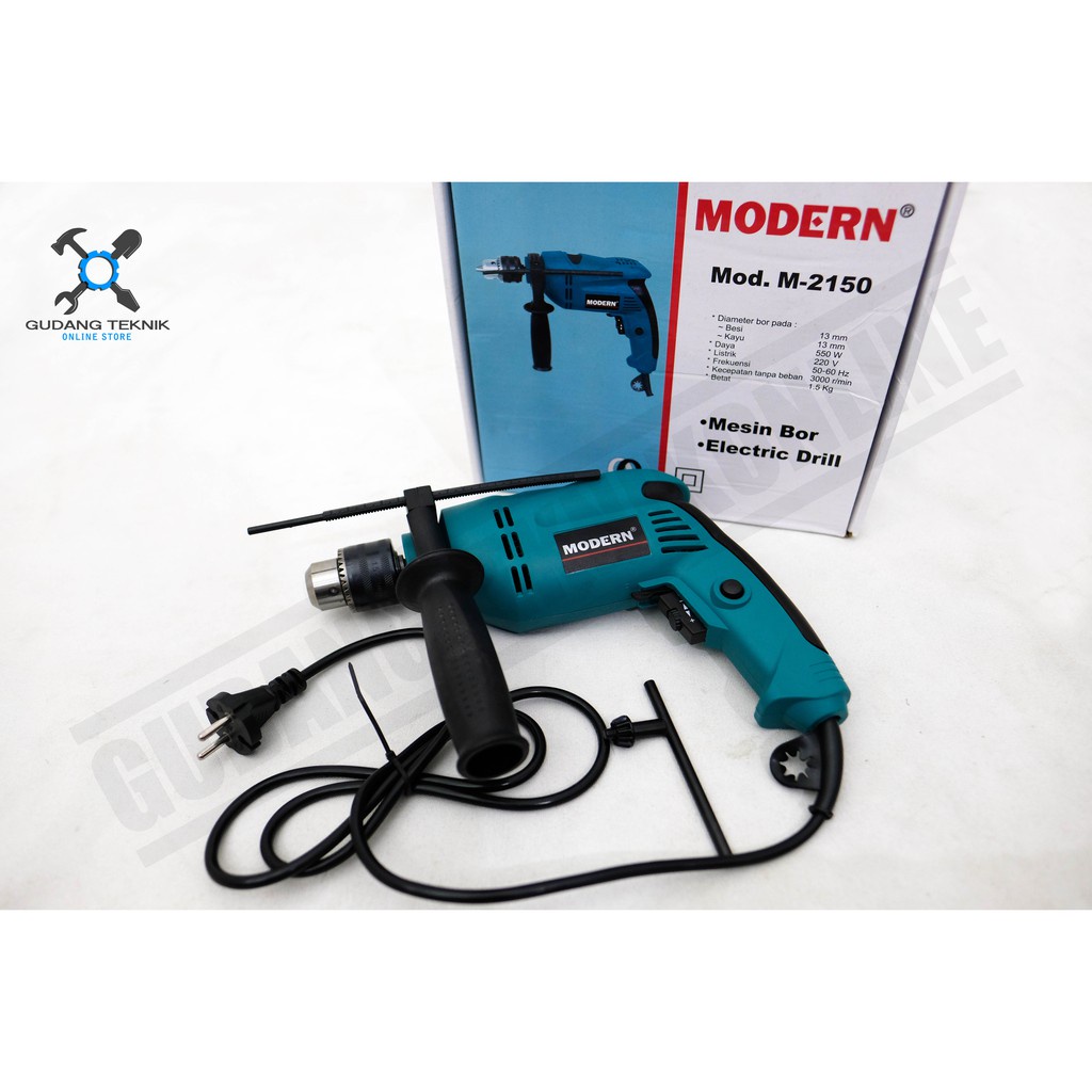 Mesin Bor Tangan Tembok Beton Listrik 13mm M2150 MODERN / Electric Drill Mesin Bor Beton 13 mm 500 Watt M 2150 MODERN