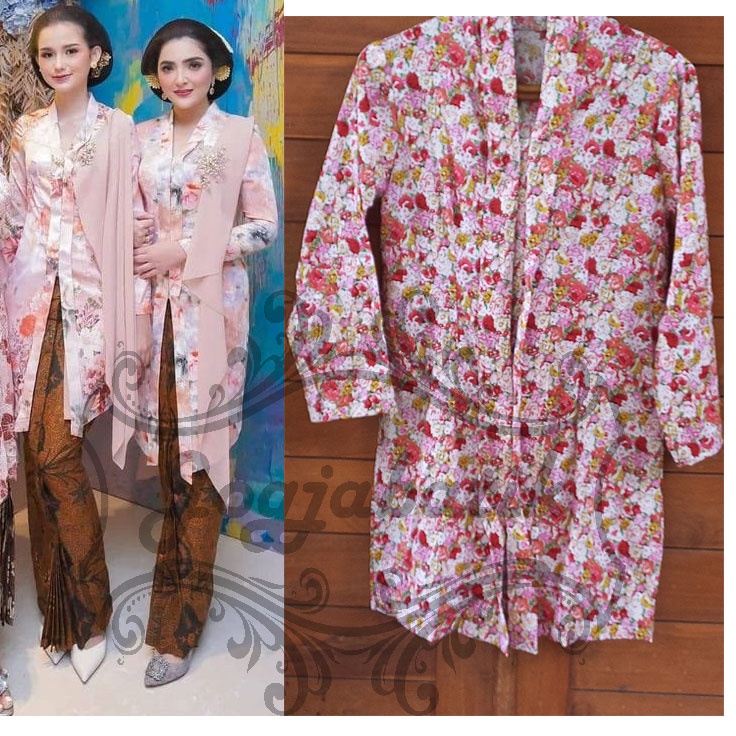 Kebaya Panjang Tunik Kebaya Flower Katun Halus Kartini/Kutubaru