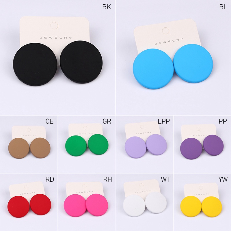 Anting Bentuk Bulat Bahan Akrilik Warna Permen Untuk Wanita