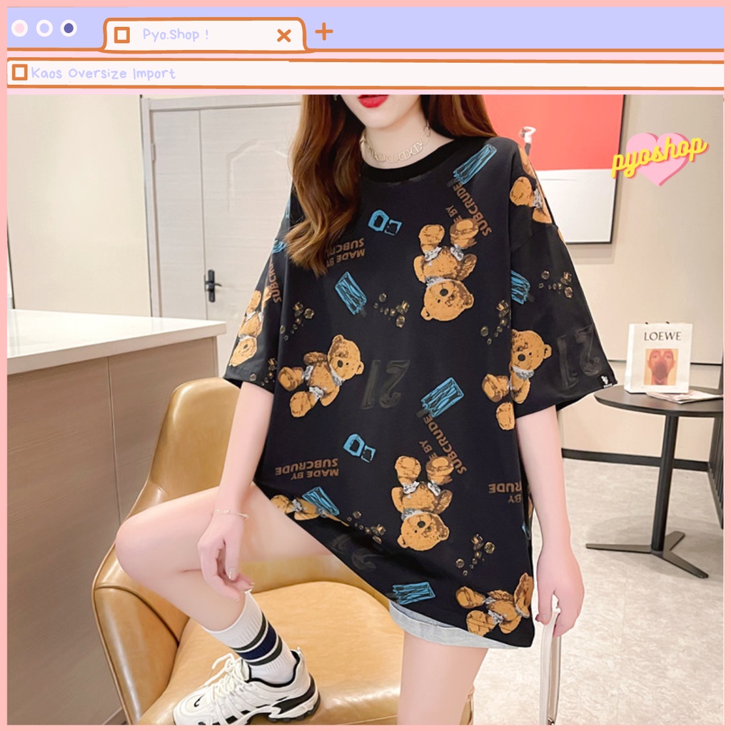 Oversize Kaos Import Longgar Motif Bear21