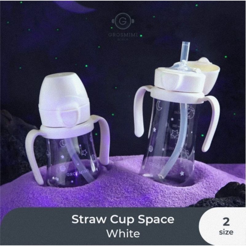 Grosmimi PPSU Staw Bottle Space Edition (White)- Botol Minum Bayi &amp; Anak