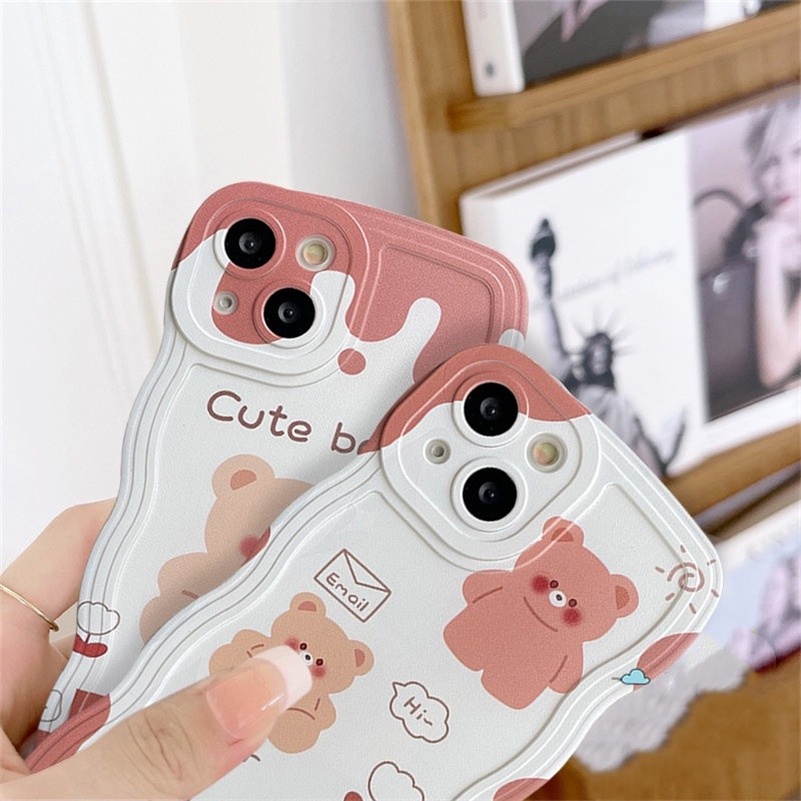 Soft Case Silikon Motif Kartun Beruang Untuk iPhone 14 13 12 11 Pro Max X Xr Xs Max 8 7 6 6s Plus