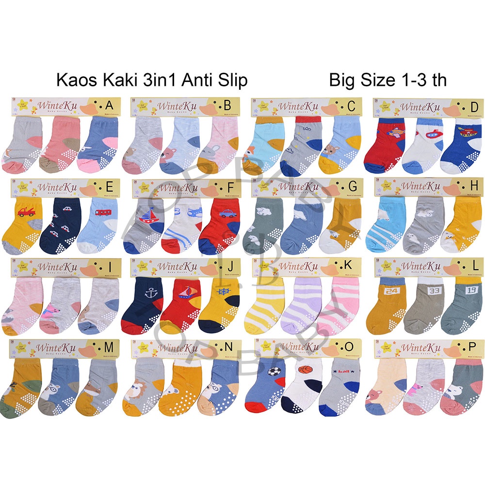 Kaos Kaki Bayi 3in1 Anti Slip Winteku - 4207