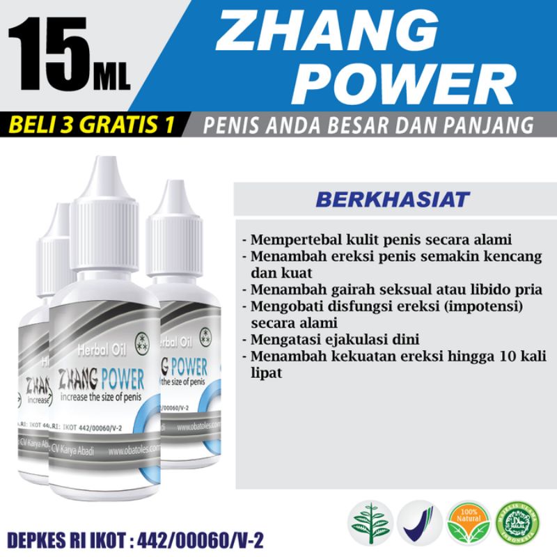TERLARIS...ZHANG POWER Oil Herbal Alami Pembesar Mr P Pria
