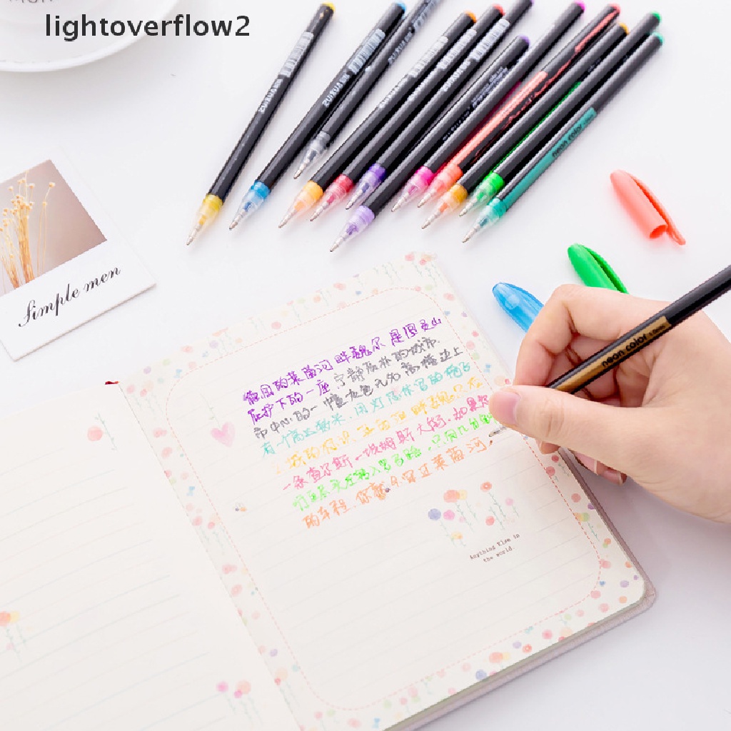 (lightoverflow2) 12pcs / Set Pulpen Gel Warna Pastel Glitter Metalik Untuk Stationery Pelajar / Kantor