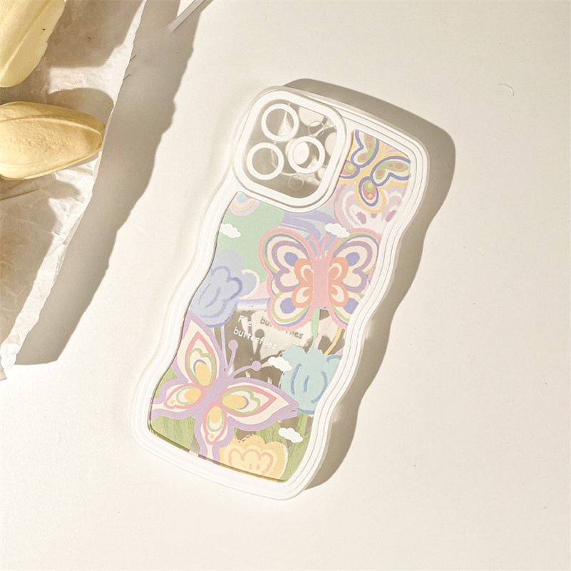 Soft Case Pelindung Lensa Kamera Tahan Banting Motif Kupu-Kupu Untuk iPhone 14 13 12 11 Pro Max X Xr Xs Max 8 7 6 6s Plus Butterfly